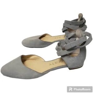 Society Women's Dusty Blue Ankle Wrap Flats